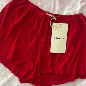 Adanola Red Pointelle Shorts Relaxed Fit